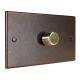 Accord Raised Plate 1G 2Way Push on/Push off 1000W/VA Dimmer Switch with a Copper Bronze finish and Designer dimmer cap